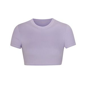 SKIMS Lace Pointelle Cropped Tee PURPLE